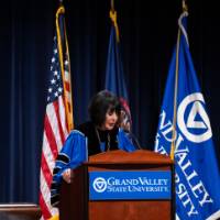 President Mantella talking at podium